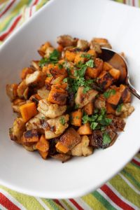 Microwave sweet potato hash